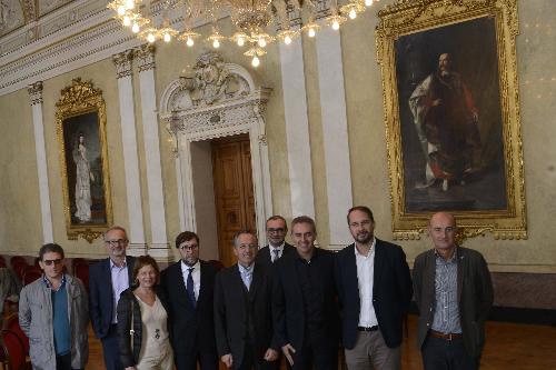 Cristiano Shaurli (Assessore regionale Risorse agricole e forestali) e Leonardo Di Gioia (Coordinatore Commissione) alla riunione della Commissione Politiche agricole della Conferenza delle Regioni - Trieste 05/10/2017